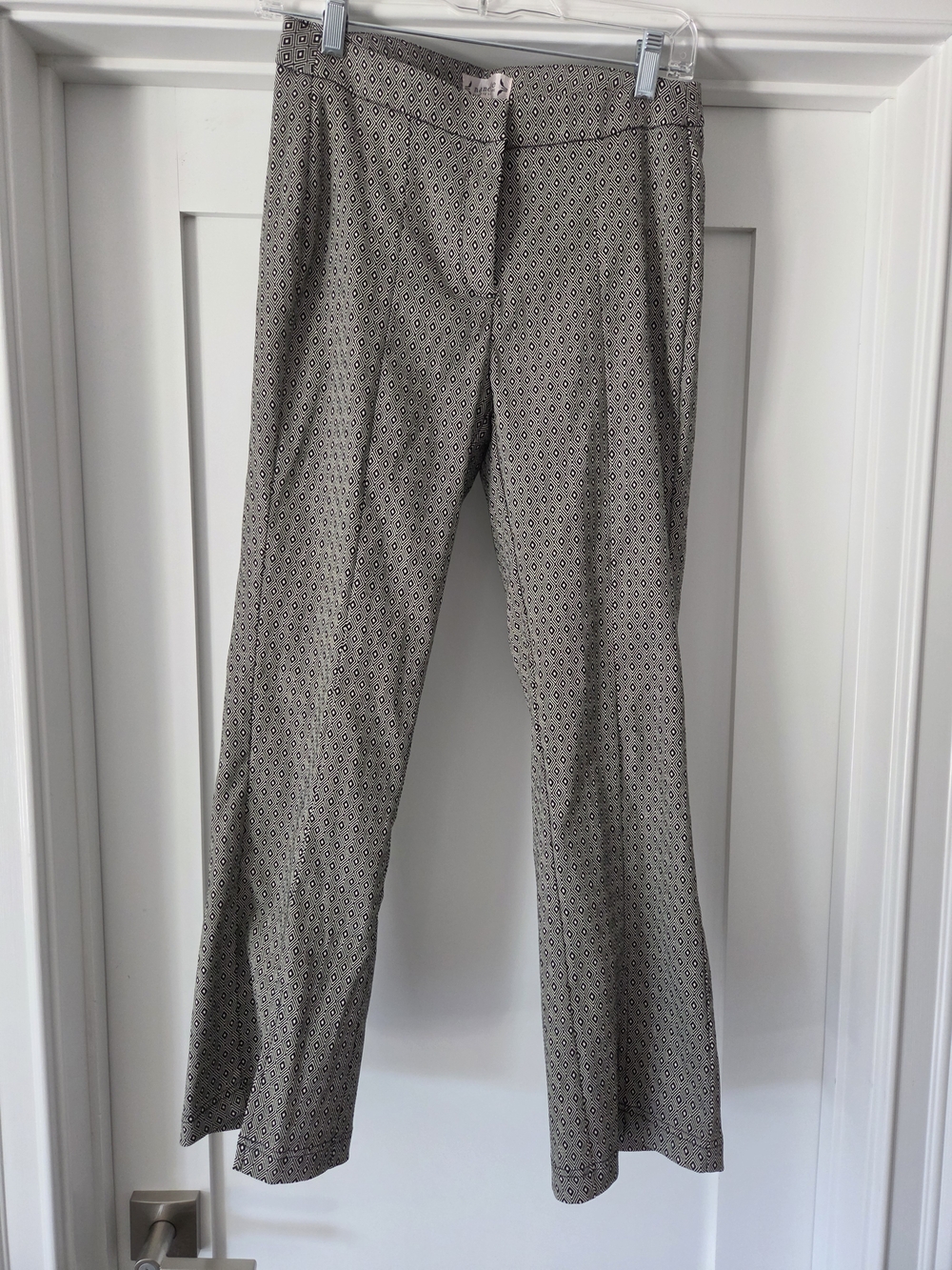 Nanette Lepore Gray And Black Printed Boot-Cut Pants